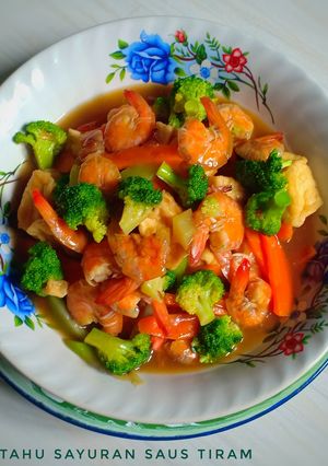Foto resep Udang Tahu Sayuran Saus Tiram