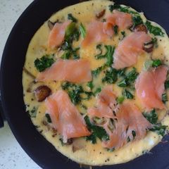 Smoked salmon baked omelette A picture of Smoked salmon baked omelette.