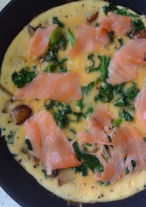A picture of Smoked salmon baked omelette.