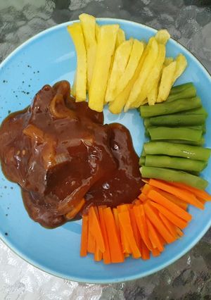Foto resep Steak daging sapi barbeque sauce masak di teflon
