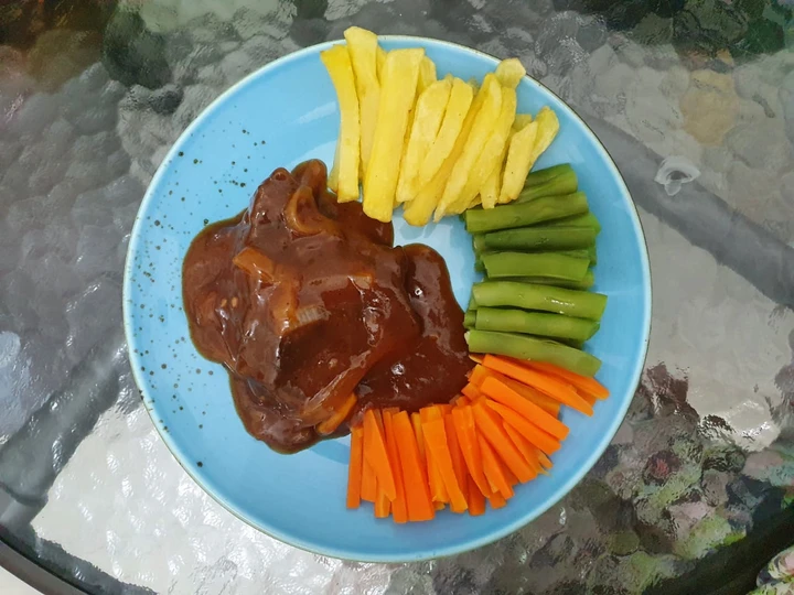 Langkah Gampang Membuat Resep Steak daging sapi barbeque sauce masak di teflon yang  Bikin Ketagihan Anti Ribet, Sempurna