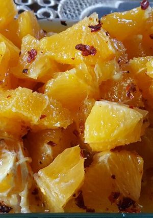 Una foto de Pico de gallo de naranja