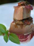 Atún a baja temperatura con jamón ibérico y pisto