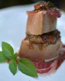 Atún a baja temperatura con jamón ibérico y pisto