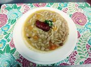 Una foto de receta con zapallo y camote