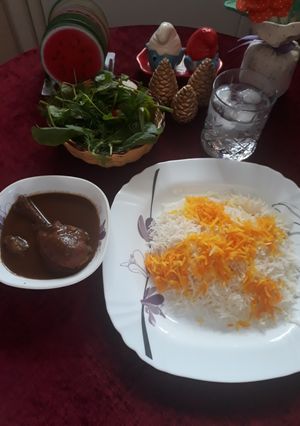 عکسی از دستور خورش‌فسنجان با مرغ