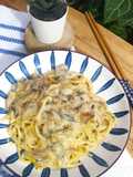 Spaghetti mushrooms Alfredo