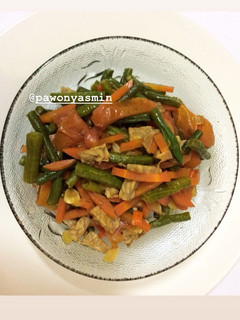Foto resep Oseng Kacang Panjang, Tempe & Wortel simpel