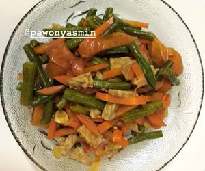 Resep mudah Oseng Kacang Panjang, Tempe &amp;amp; Wortel simpel Praktis Enak