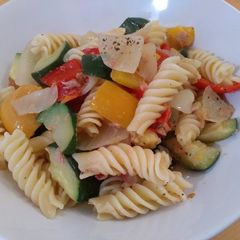 A picture of Rotini with Zucchini and Tuna.