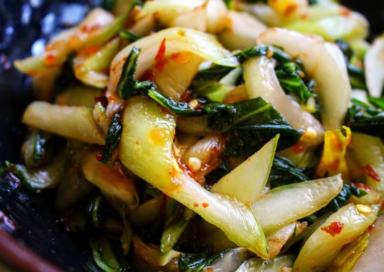 Steps to Prepare Favorite Spicy Sweet Sour Quickled Baby Bok Choy