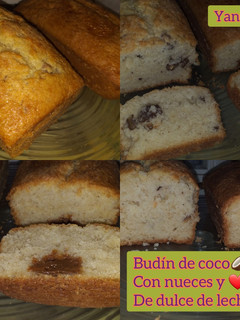 Una foto de Budín de coco 🥥 con nueces y ❤ de dulce de leche