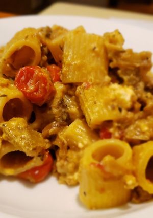 A picture of Roasted Feta Caponata Pasta.