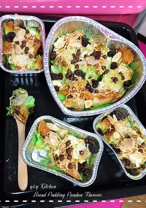 Foto resep Bread pudding pandan w banana