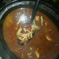 A picture of Crock pot chicken taco soup.