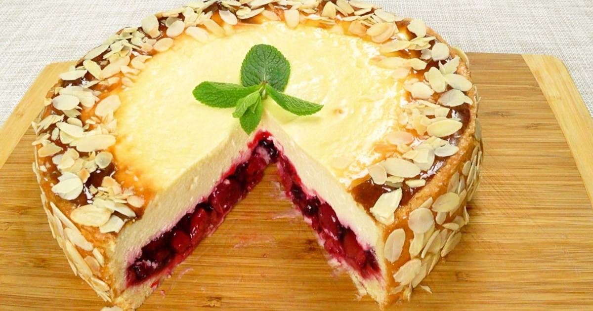 Вишневый пирог на творожном тесте – кулинарный рецепт