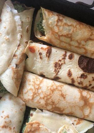 Una foto de Canelones de ricota, espinaca y pollo 😊
