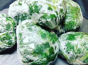 A picture of frozen spinach ball