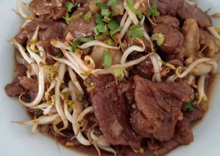 Resep Beef teriyaki plus tauge Anti Gagal