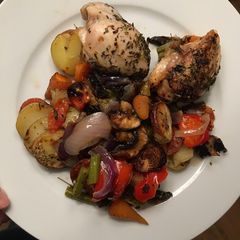 A picture of Chop & chuck chicken & chorizo traybake.