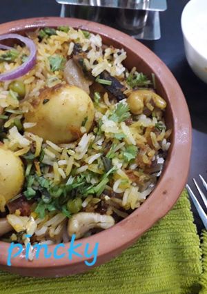 A picture of Egg biryani very authentic flavor.
