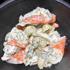 A picture of Imitation Crabmeat Pasta Salad.