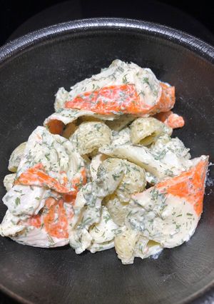 A picture of Imitation Crabmeat Pasta Salad.