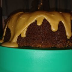 A picture of Banana Nut Cake with Brown Sugar Glaze.