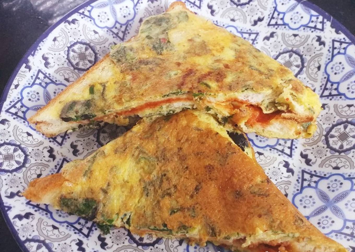 Simple Way to Prepare Ultimate My loaded Coriander Omelette Covered Sandwiches