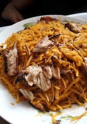 A picture of Abacha with ugba and titus fish.