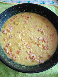 Una foto de Risotto de pollo y gambas