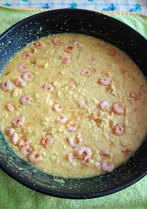 Una foto de Risotto de pollo y gambas