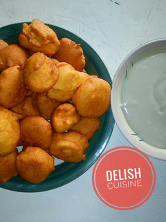 A picture of Akara (Beans cake) & Pap.