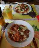 Tallarines con salsa y champignones, a la Anita😉