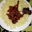 Yello macaroni with dry cat fish sauce
