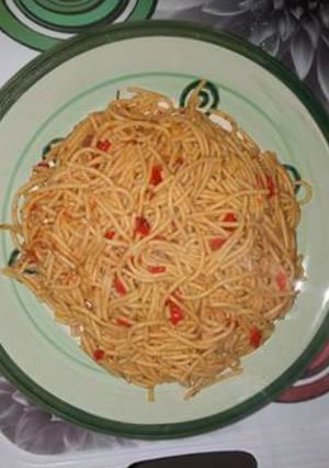 A picture of Jollof Spaghetti.