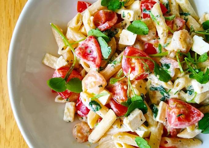 Shrimp, Tomato and Feta Pasta with Watercress