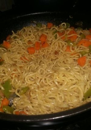 A picture of Noodles with Little Veggies.