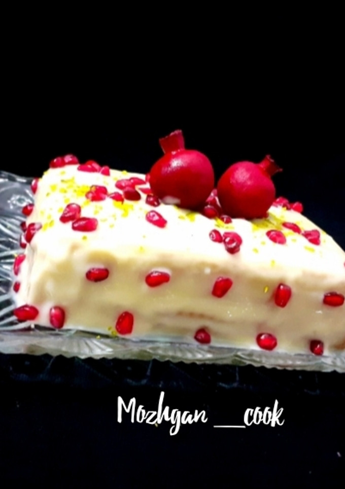 عکسی از دستور کیک پان‌اسپانیا یخچالی 😋😍 ویژه شب یلدا