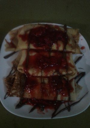 Una foto de Creps con sirope de fresas