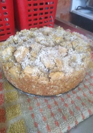 Una foto de Torta apta vegan de banana manzana y naranja