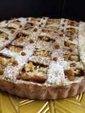 Pastafrola de chocolate, con crema ganache, manjar y nueces