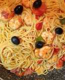 Spaguetti com camarões