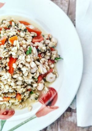 Foto di Orzotto Gamberetti, Vongole e pomodorini