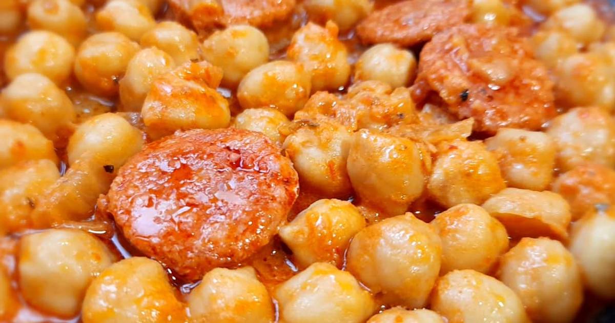 Garbanzos secos picantes con chorizo Receta de Toni Martín Cookpad