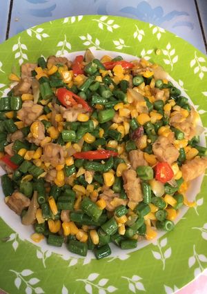 Foto resep Oseng kacang dan teman”nya menu simpel kesukaan anak dan suami