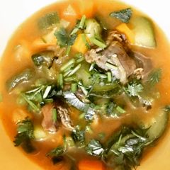 A picture of Chicken gizzards soup.