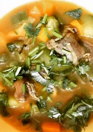 A picture of Chicken gizzards soup.