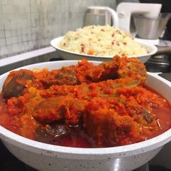 A picture of Fried goat meat stew.