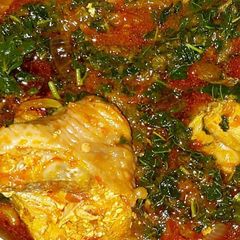A picture of Turkey and Efo stew.